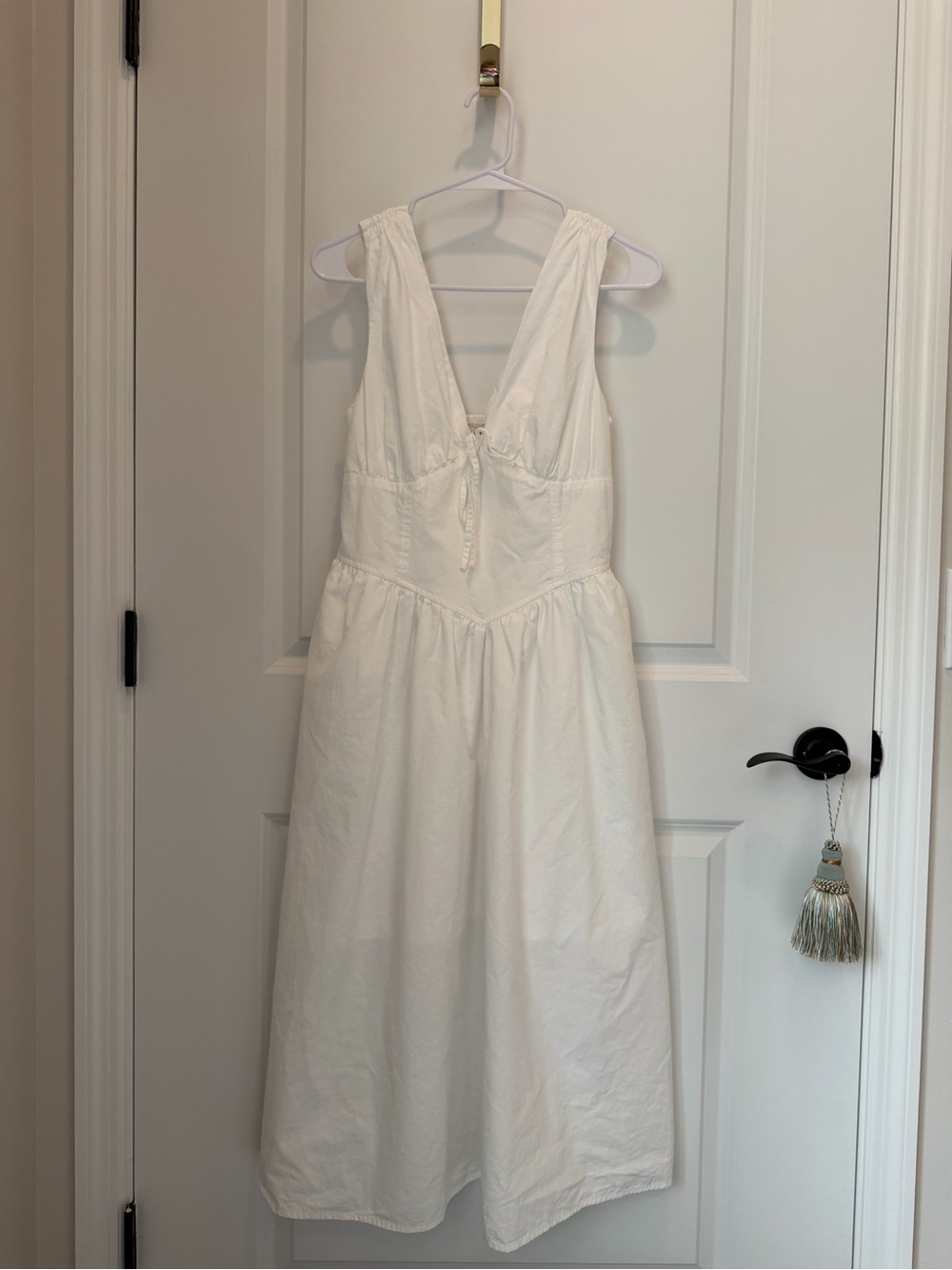 Band of the Free • White Sleeveless V-Neck Midi Dress